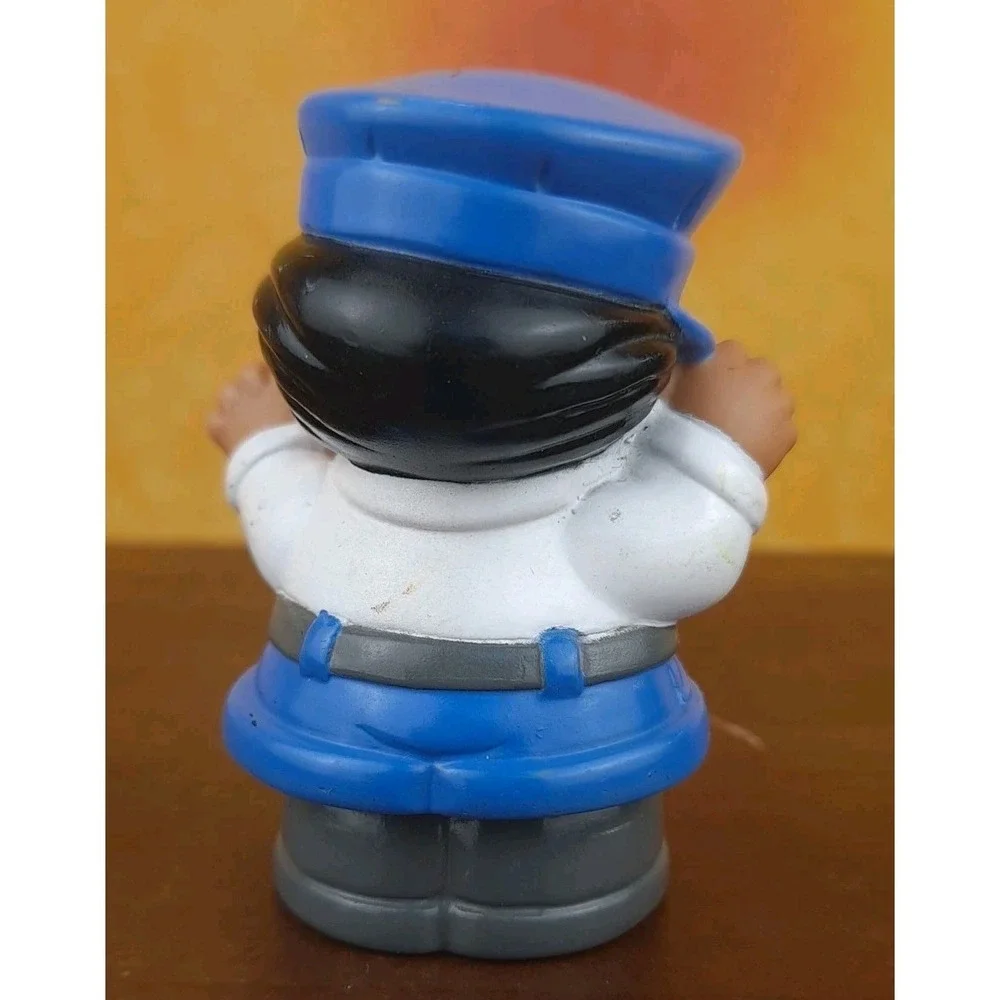 Fisher Price Little People Bus Driver 1997 Man Mustache Blue White Outfit